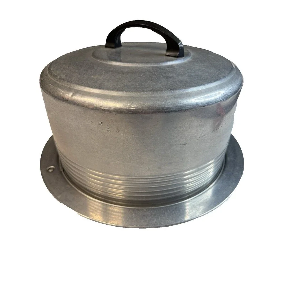 Vintage Regal Ware Aluminum Cake Carrier Saver Locking Cover Dome Platter 14